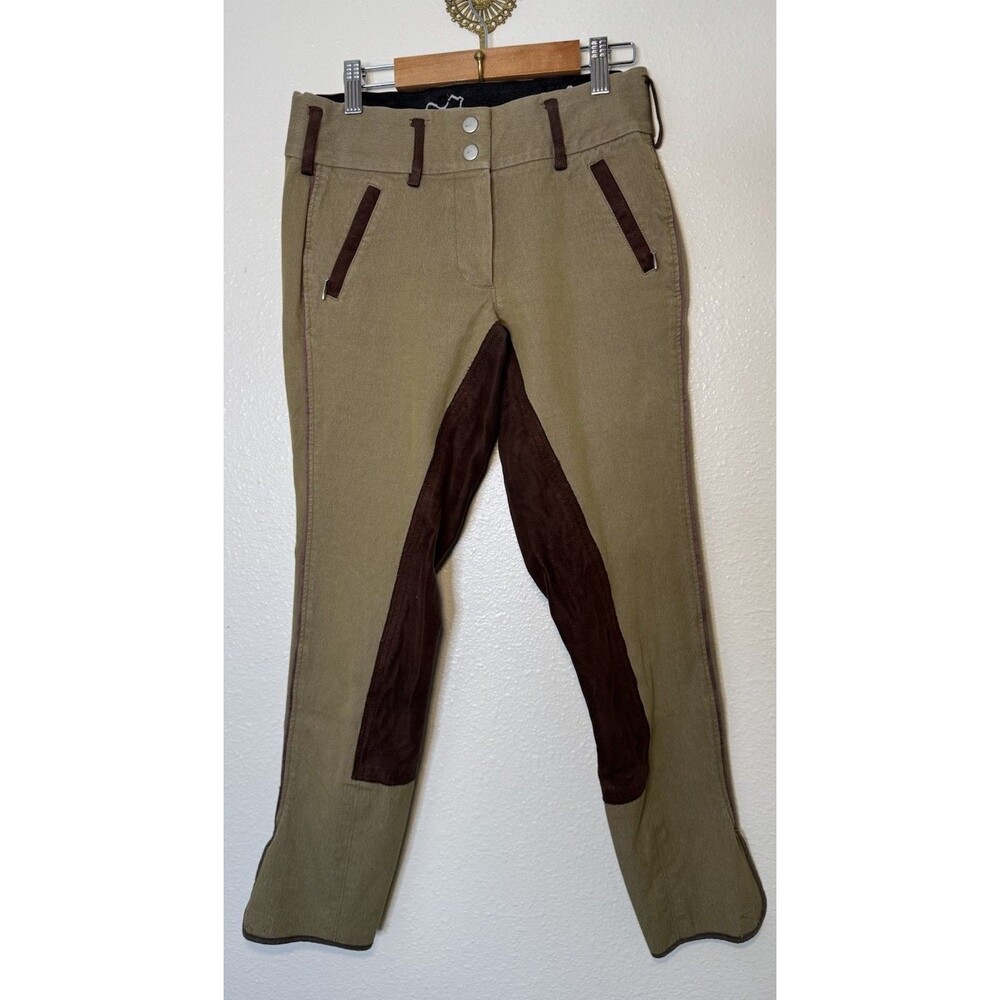 Goode Rider Pants Khaki Brown Horse Riding Breeches Jodhpurs Full Seat Size 26R